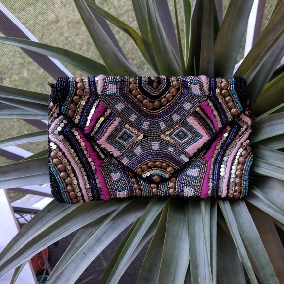 Handbags - Bohemian beaded clutch / crossbody bag